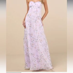 Lulu's Purple floral Strapless Sweetheart dress